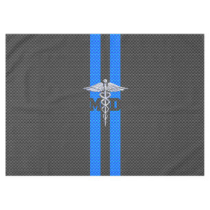 Mantel Médica médico MD Caduceus en franjas azules