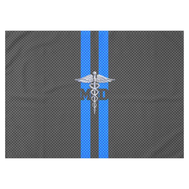 Mantel Médica médico MD Caduceus en franjas azules (Frente (Horizontal))
