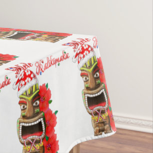 Mantel Mele Kalikimaka Santa Tiki