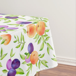 Mantel Melocotones Plumas Morado Cute Fruta Botánica Colo