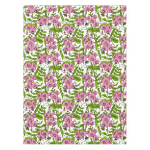Mantel Melocotones y abejorros, rosa, verde y blanco