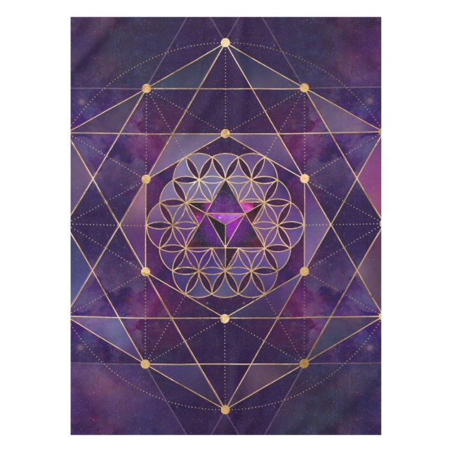Mantel Merkabah en la flor de la vida - Geometría sagrada (Anverso)