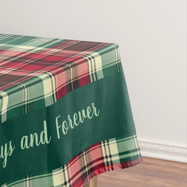Mantel Merry & Bright Tartan Plaid Christmas Tablecloth (In Situ)
