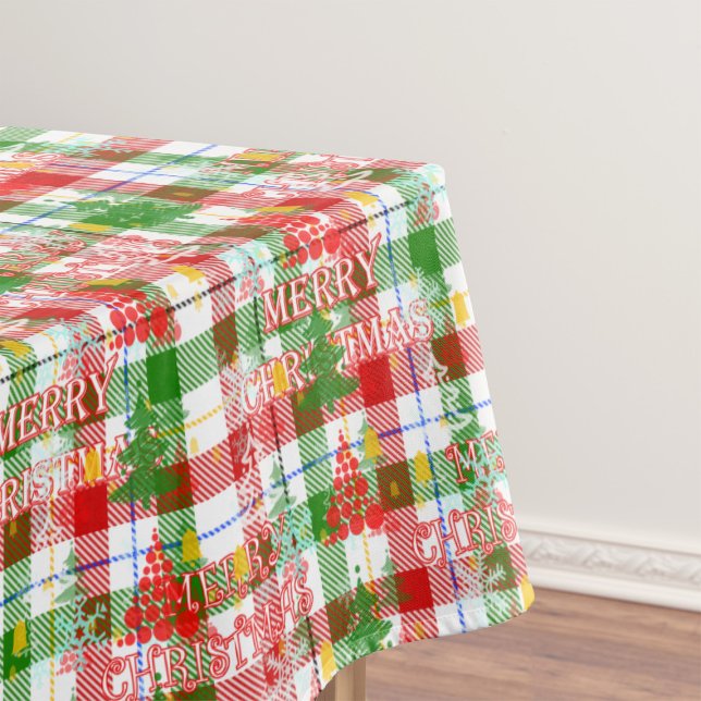 Mantel Merry Christmas Decorated Plaid Tartán (Subido por el creador)