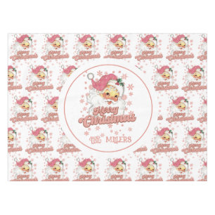 Mantel Merry Christmas Retro Typography Santa Gorra Rosa