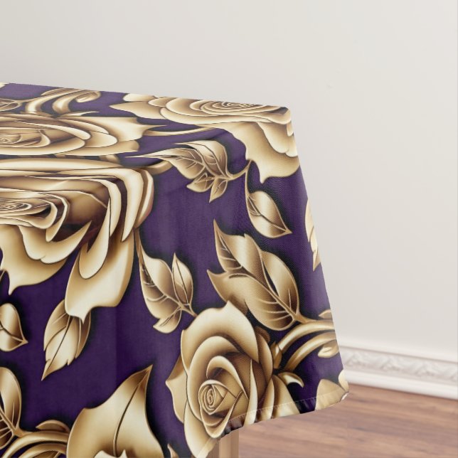 Mantel Metallic Gold Roses On A Matte Deep Purple  (In Situ)