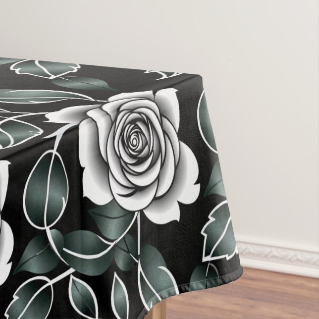 Mantel Metallic Silver Roses With Dark Green Leaves (In Situ)