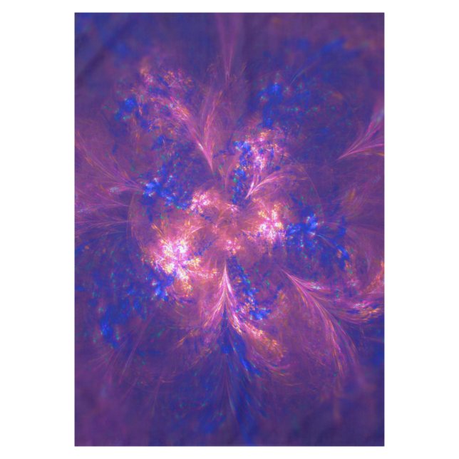 Mantel Mezcla De Flores Abstractas, Luces Púrpura Y Azul (Anverso)