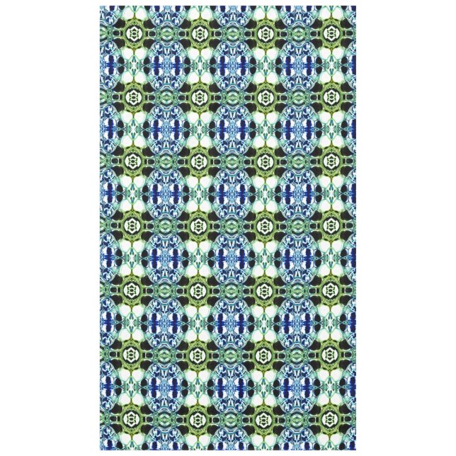 Mantel Mezcla de formas en azul y verde claro, metálico (Anverso)