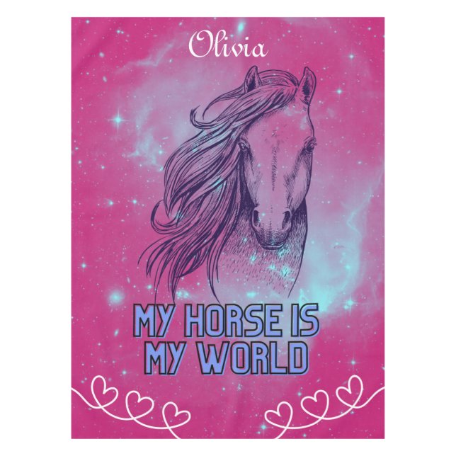 Mantel Mi caballo es mi mundo Magenta   (Anverso)
