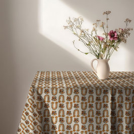Mantel Mid-Century Tablecloth Copper & Pink Bloom Style