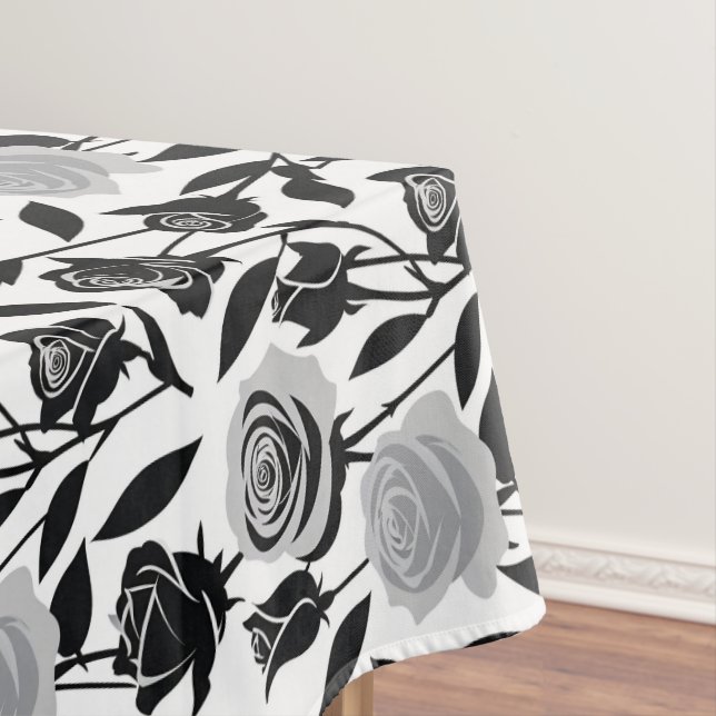 Mantel Minimalist Black Roses With Light Gray Stems  (In Situ)