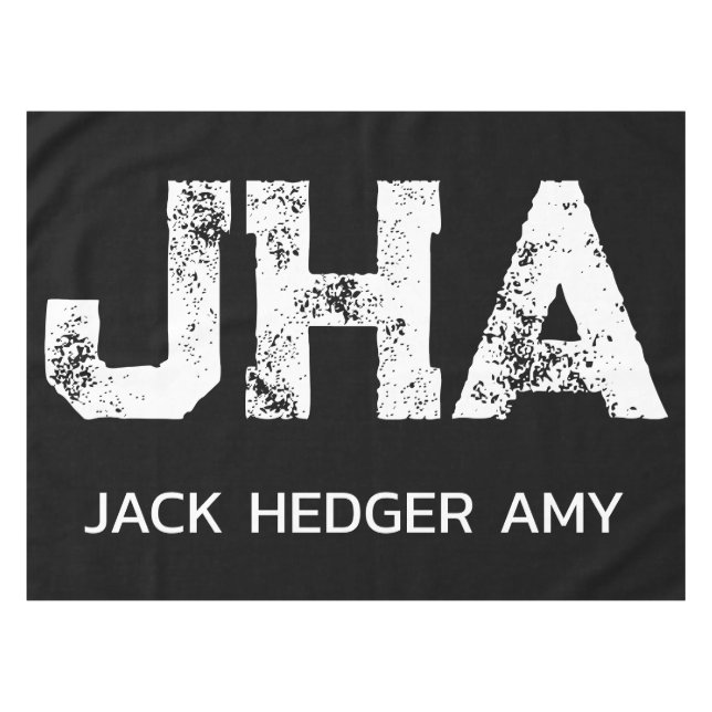 MANTEL MINIMALIST WHITE THREE LETTER MONOGRAM NAME BLACK  (Frente (Horizontal))