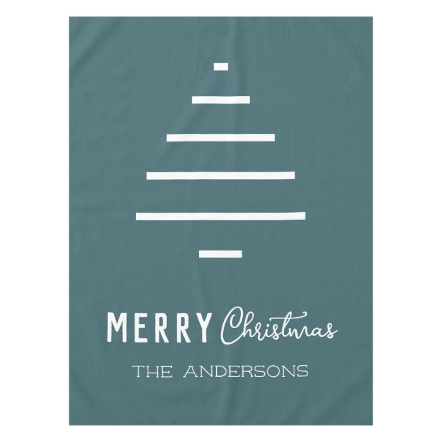Mantel Minimalista moderno Feliz Navidad Pino Verde Árbol (Anverso)
