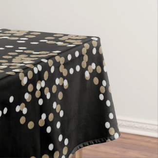 Mantel minimalista purpurina negro champán oro confetti