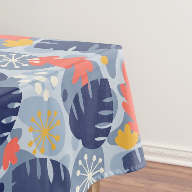 Mantel Mod Monstera Leaf Resumen Tropical Hawaiano - Azul (In Situ)