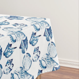 Mantel moda costera azul índigo océano acuarela