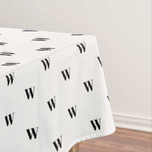 Mantel Moda inicial de monograma personalizado blanco neg