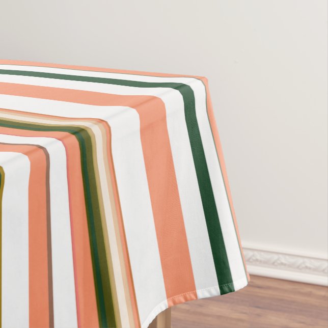 Mantel Moda moderna de moda naranja rayas verdes y blanca (In Situ)