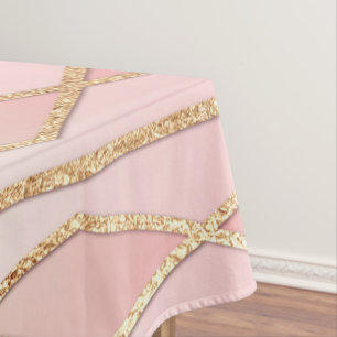 Mantel Moda Moderno Patrón Geométrico Girly Rosa Gold