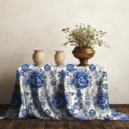 Mantel Moda Monograma de tela de chinoiserie floral azul