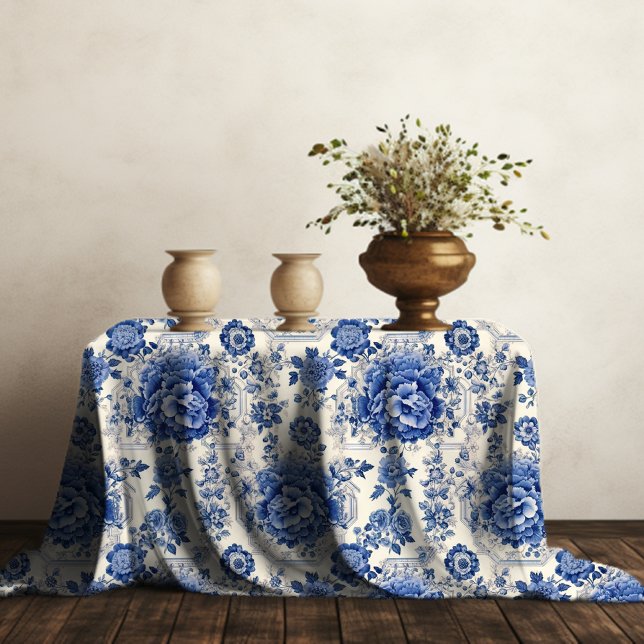 Mantel Moda Monograma de tela de chinoiserie floral azul  (Subido por el creador)