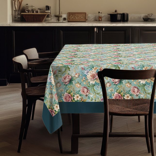 Mantel Moda Refinado Pastel suave floral Rococo Elegante (Chic Refined Rococo Floral Soft Pastel Elegant Tablecloth)