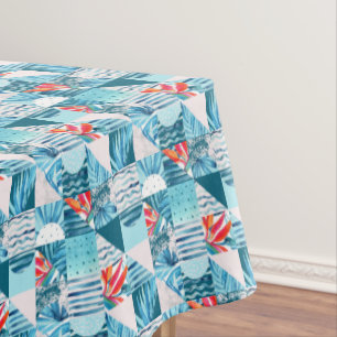 Mantel Modelo abstracto geométrico verde azulado tropical