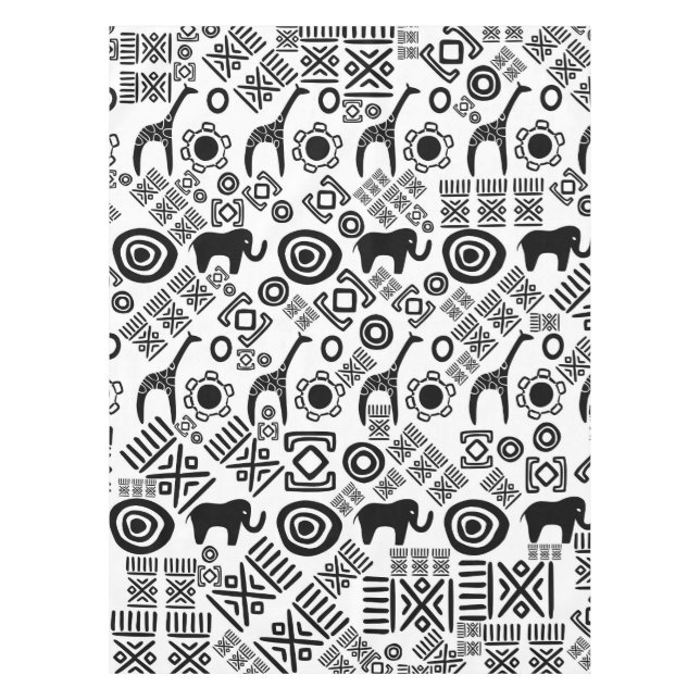 Mantel Modelo africano étnico #5 blanco y negro (Anverso)