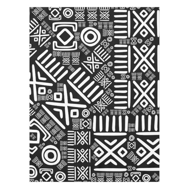 Mantel Modelo africano étnico #6 blanco y negro (Anverso)