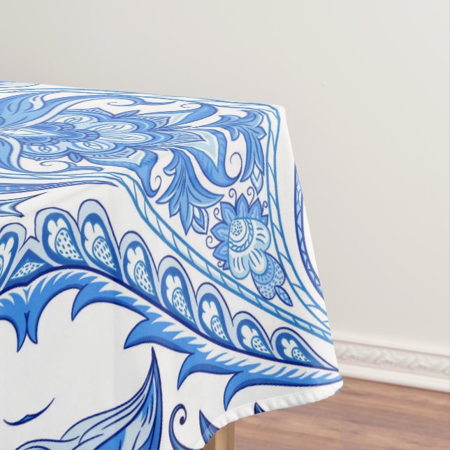 Mantel Modelo azul y blanco de Paisley (In Situ)