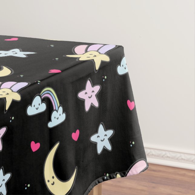 Mantel Modelo caprichoso de Luna, Estrellas y Nubes en ne (In Situ)