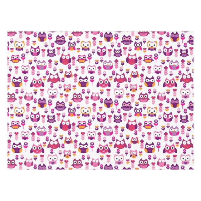 Mantel modelo colorido retro del pájaro del búho (Frente (Horizontal))