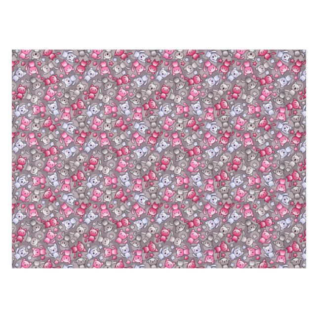 Mantel modelo con los gatos lindos del doodle del kawaii (Frente (Horizontal))