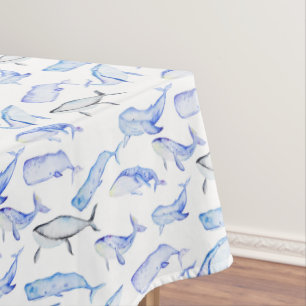 Mantel Modelo de la ballena azul de la acuarela