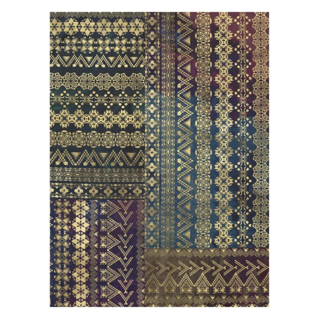 Mantel Modelo de oro étnico de Boho en acuarela (Anverso)