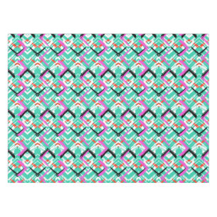 Mantel Modelo de zigzag verde azulado dibujado mano