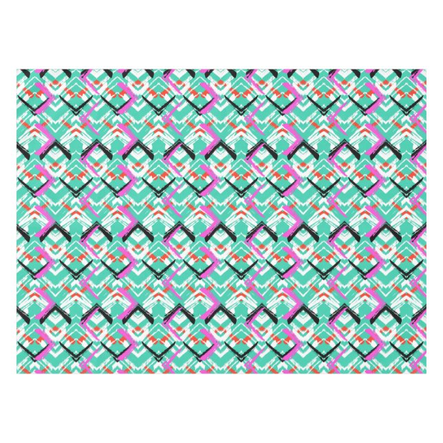 Mantel Modelo de zigzag verde azulado dibujado mano (Frente (Horizontal))