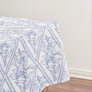 Mantel Modelo floral blanco azul del diamante del bígaro