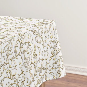 Mantel Modelo floral de la música del oro en blanco o