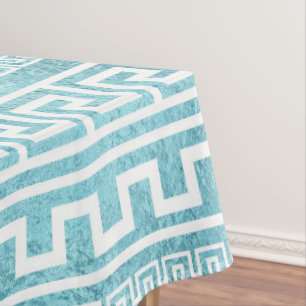 Mantel Modelo griego azul apacible del meandro sobre el