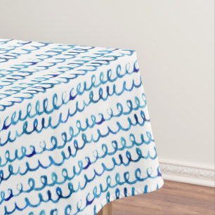 Mantel Modelo ondulado de la acuarela azul pintada a mano