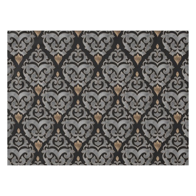 Mantel Modelo persa - negro y oro de la acuarela (Frente (Horizontal))
