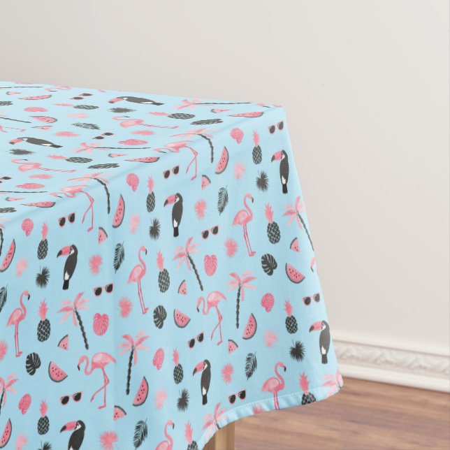 Mantel Modelo tropical del verano rosado y azul (In Situ)