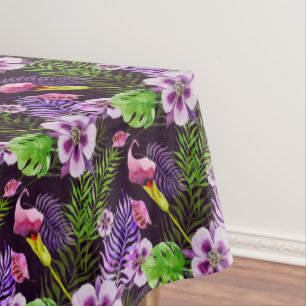 Mantel Modelo tropical púrpura negro de la acuarela de l