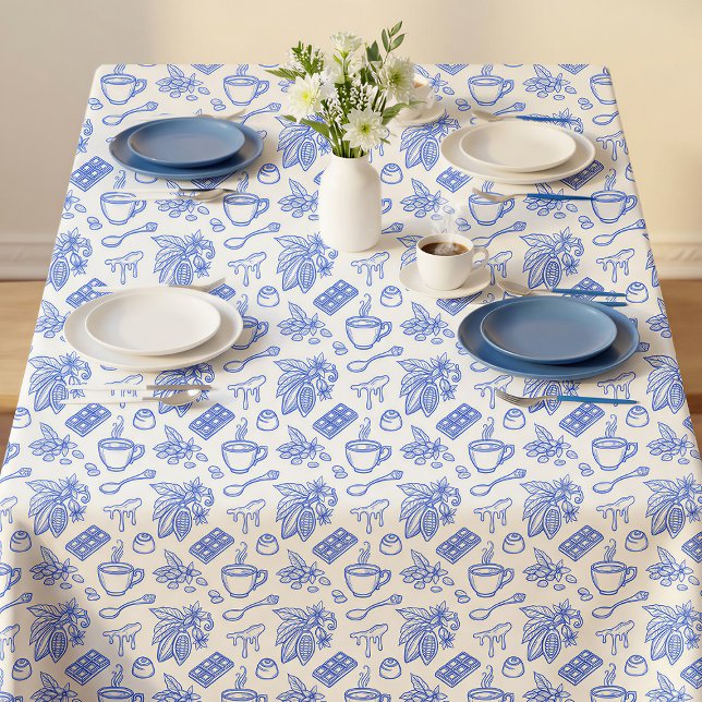 Mantel Modern Blue Toile Cacao and Chocolate Pattern (Subido por el creador)