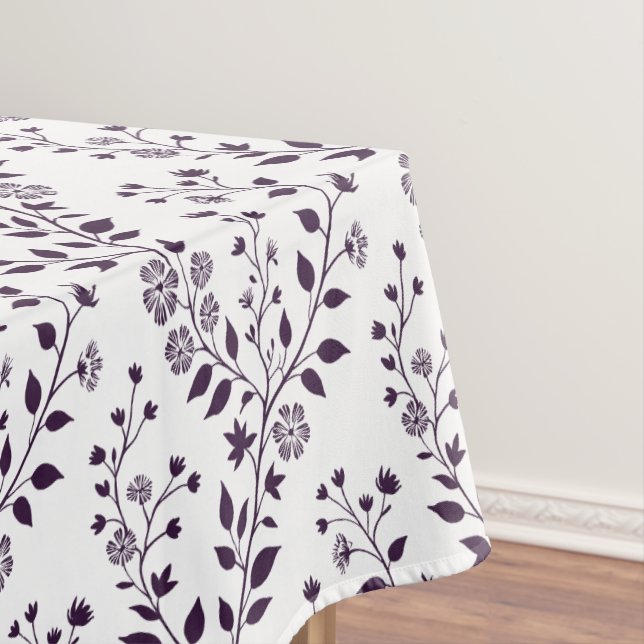 Mantel Modern Boho Floral Pattern Plum White (In Situ)