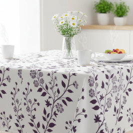 Mantel Modern Boho Floral Pattern Plum White