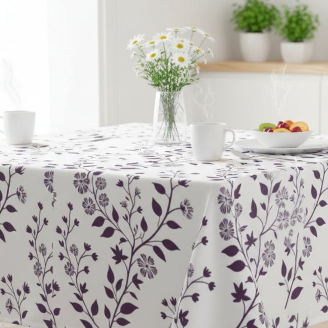 Mantel Modern Boho Floral Pattern Plum White (Subido por el creador)