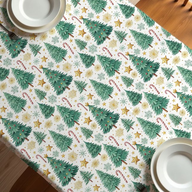 Mantel Modern Christmas trees festive holiday tablecloth (Modern Christmas trees festive holiday tablecloth)
